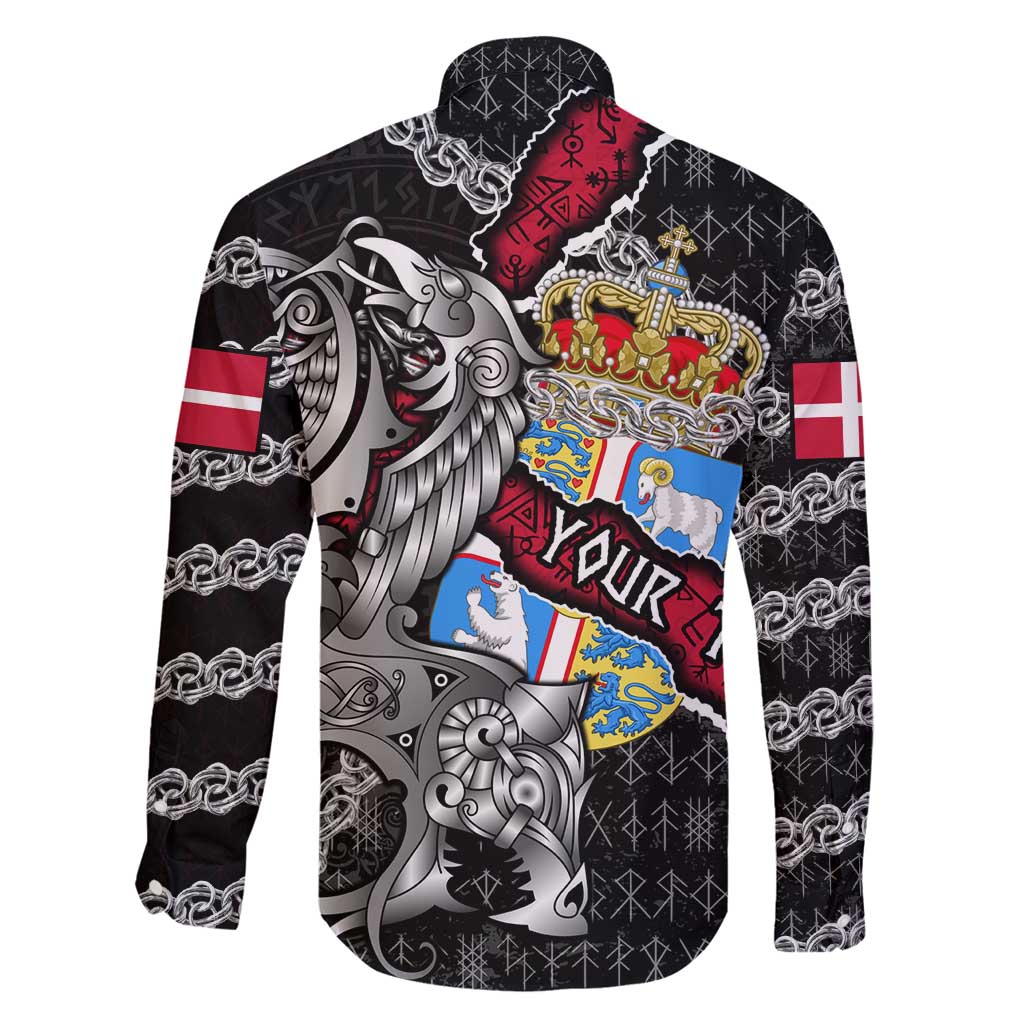 Personalized Denmark Vikings Family Matching Off Shoulder Maxi Dress and Hawaiian Shirt Nordic Lion Bound in Runes and Chains