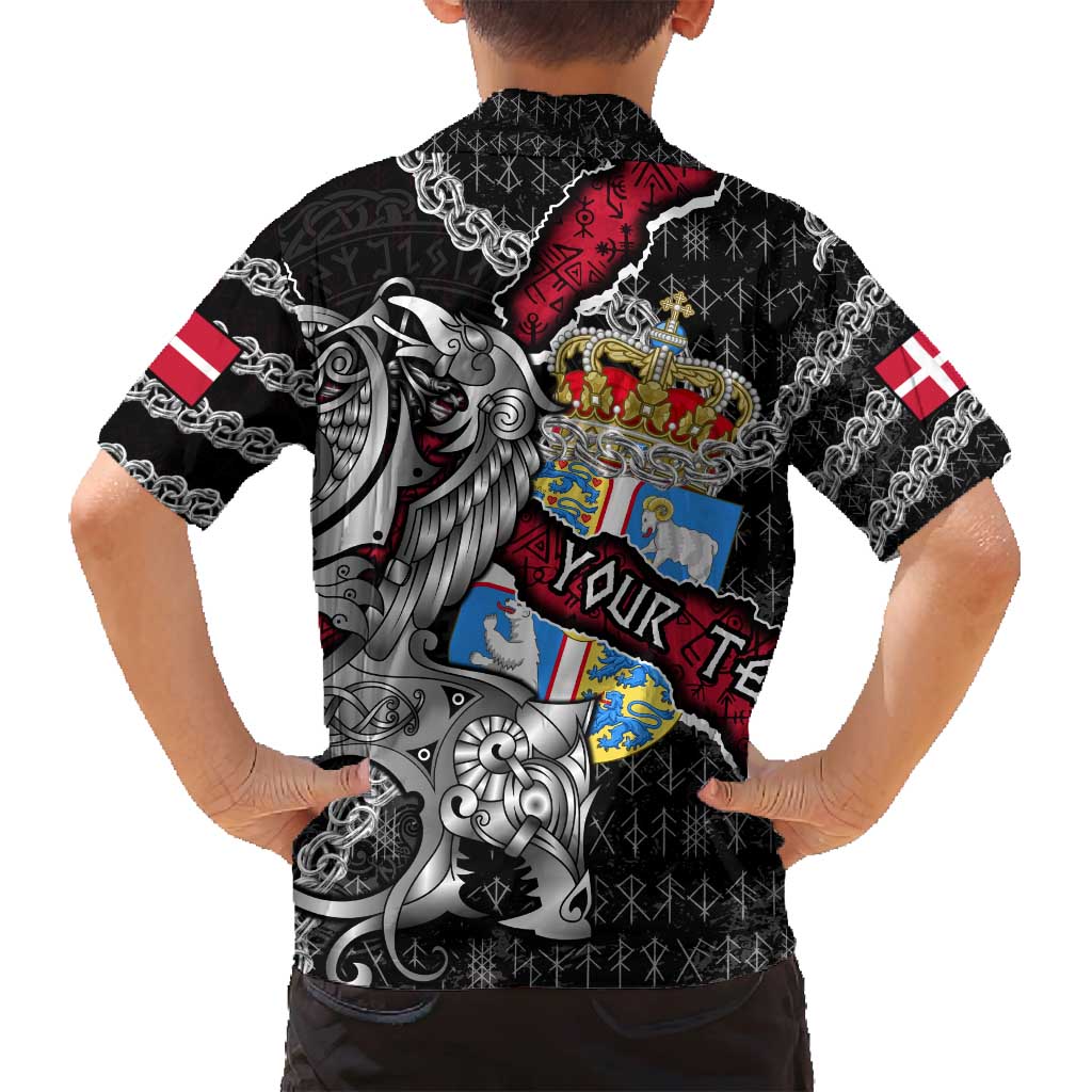 Personalized Denmark Vikings Family Matching Puletasi and Hawaiian Shirt Nordic Lion Bound in Runes and Chains