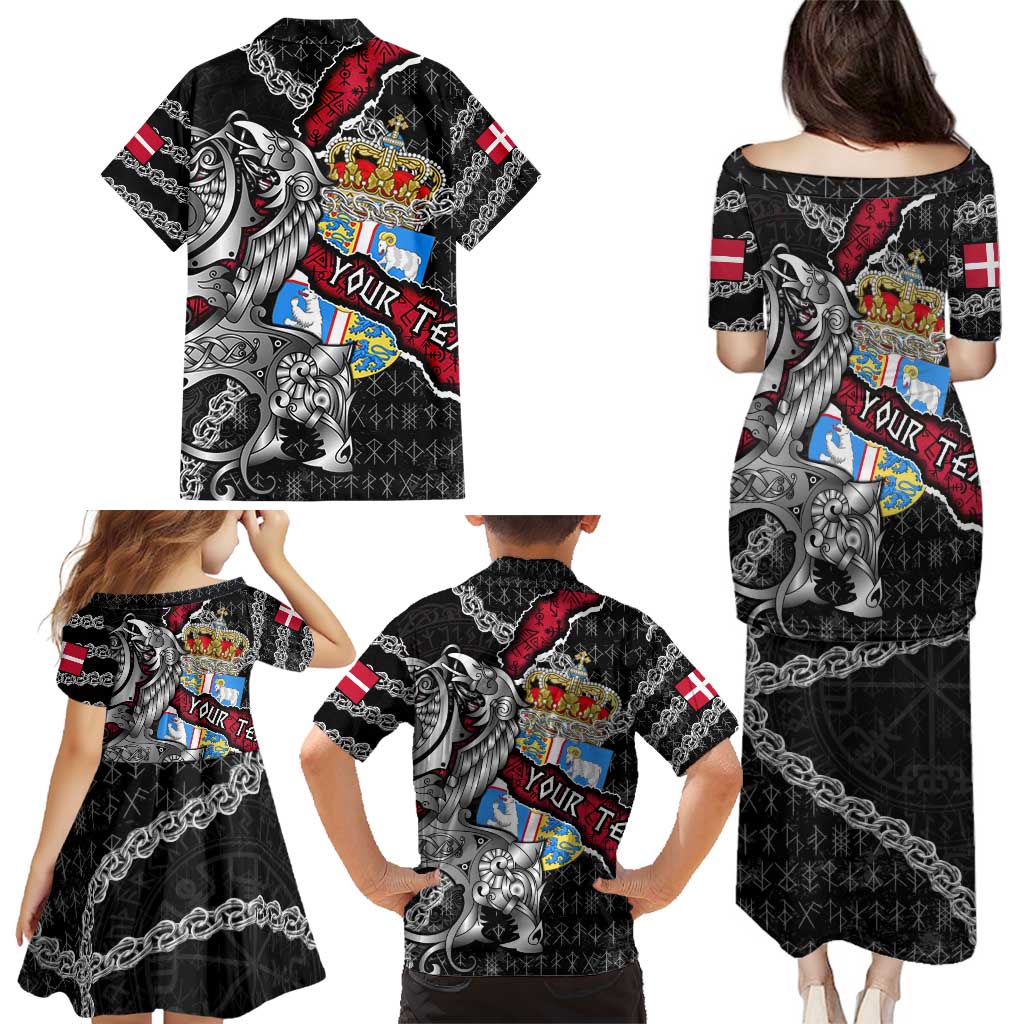 Personalized Denmark Vikings Family Matching Puletasi and Hawaiian Shirt Nordic Lion Bound in Runes and Chains