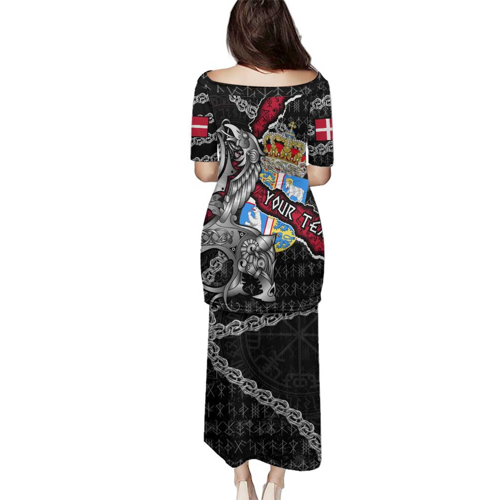 Personalized Denmark Vikings Family Matching Puletasi and Hawaiian Shirt Nordic Lion Bound in Runes and Chains