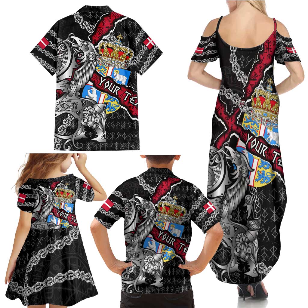 Personalized Denmark Vikings Family Matching Summer Maxi Dress and Hawaiian Shirt Nordic Lion Bound in Runes and Chains