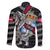 Personalized Denmark Vikings Family Matching Summer Maxi Dress and Hawaiian Shirt Nordic Lion Bound in Runes and Chains