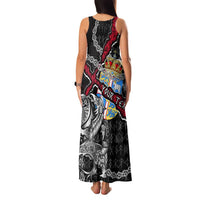 Personalized Denmark Vikings Family Matching Tank Maxi Dress and Hawaiian Shirt Nordic Lion Bound in Runes and Chains