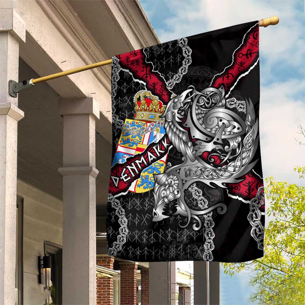 Denmark Vikings Garden Flag Nordic Lion Bound in Runes and Chains