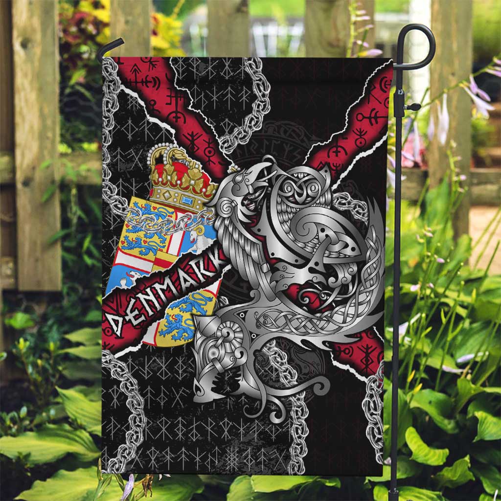 Denmark Vikings Garden Flag Nordic Lion Bound in Runes and Chains
