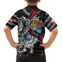 Personalized Denmark Vikings Hawaiian Shirt Nordic Lion Bound in Runes and Chains
