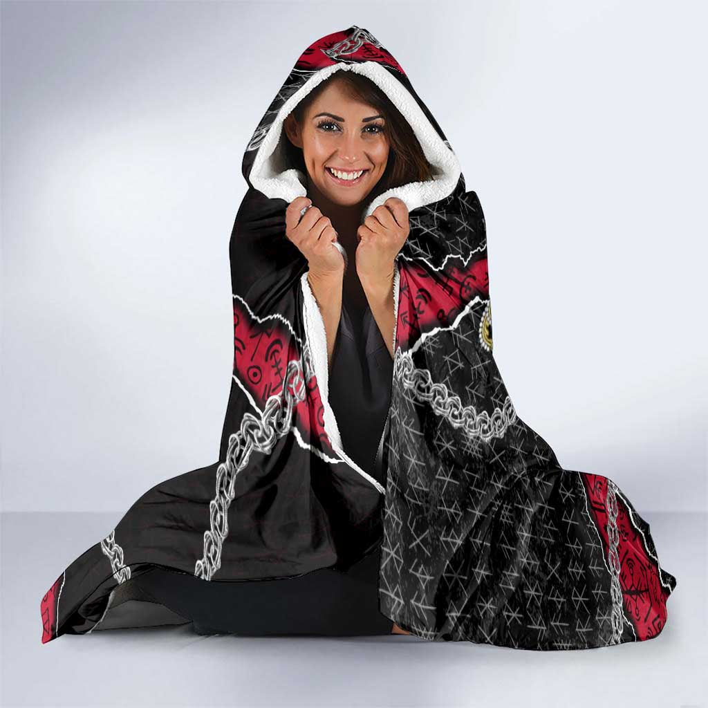 Denmark Vikings Hooded Blanket Nordic Lion Bound in Runes and Chains