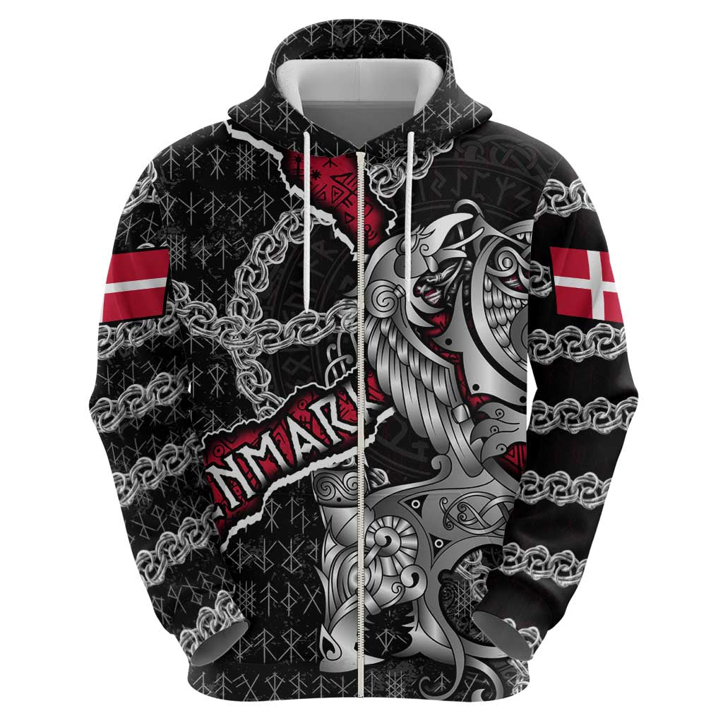 Personalized Denmark Vikings Hoodie Nordic Lion Bound in Runes and Chains