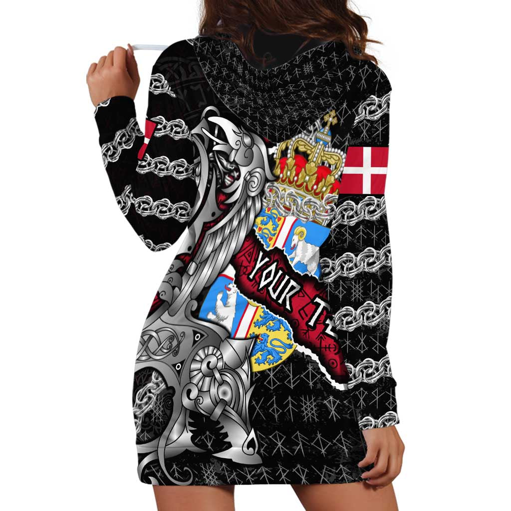 Personalized Denmark Vikings Hoodie Dress Nordic Lion Bound in Runes and Chains