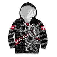 Personalized Denmark Vikings Kid Hoodie Nordic Lion Bound in Runes and Chains