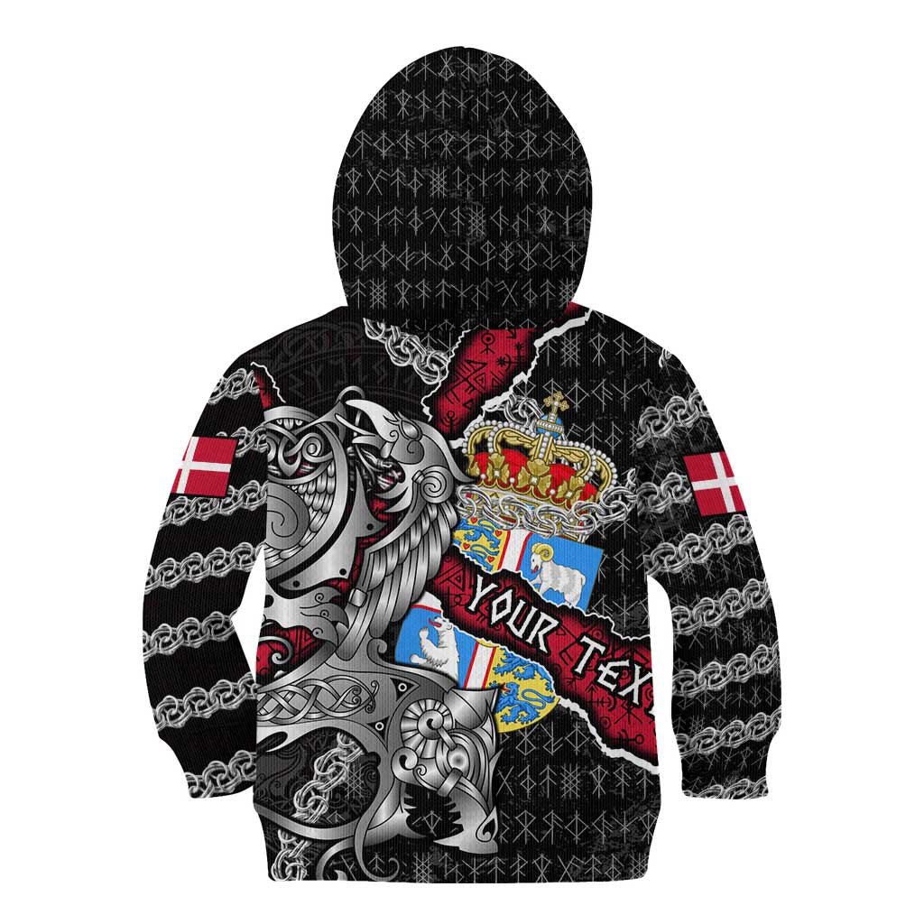 Personalized Denmark Vikings Kid Hoodie Nordic Lion Bound in Runes and Chains