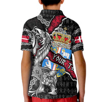 Personalized Denmark Vikings Kid Polo Shirt Nordic Lion Bound in Runes and Chains
