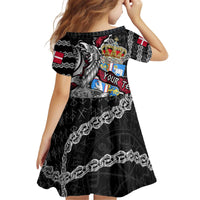 Personalized Denmark Vikings Kid Short Sleeve Dress Nordic Lion Bound in Runes and Chains