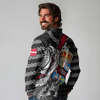 Personalized Denmark Vikings Long Sleeve Polo Shirt Nordic Lion Bound in Runes and Chains