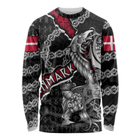 Personalized Denmark Vikings Long Sleeve Shirt Nordic Lion Bound in Runes and Chains