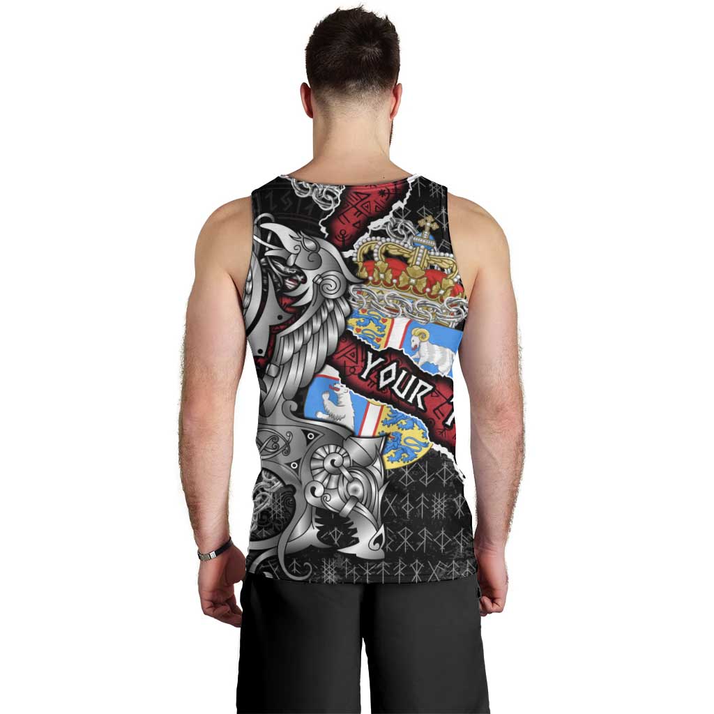 Personalized Denmark Vikings Men Tank Top Nordic Lion Bound in Runes and Chains