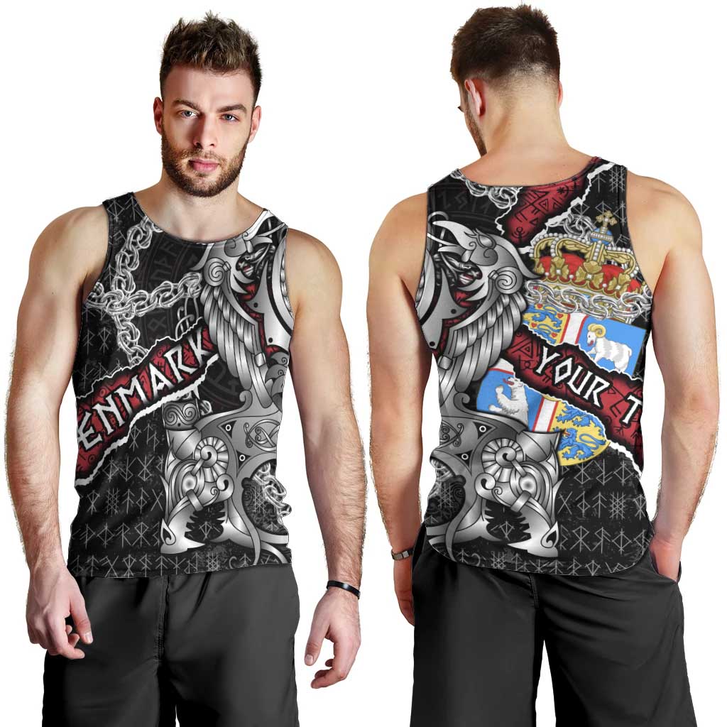 Personalized Denmark Vikings Men Tank Top Nordic Lion Bound in Runes and Chains