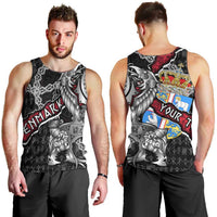 Personalized Denmark Vikings Men Tank Top Nordic Lion Bound in Runes and Chains