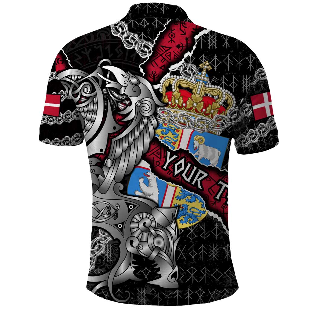 Personalized Denmark Vikings Polo Shirt Nordic Lion Bound in Runes and Chains