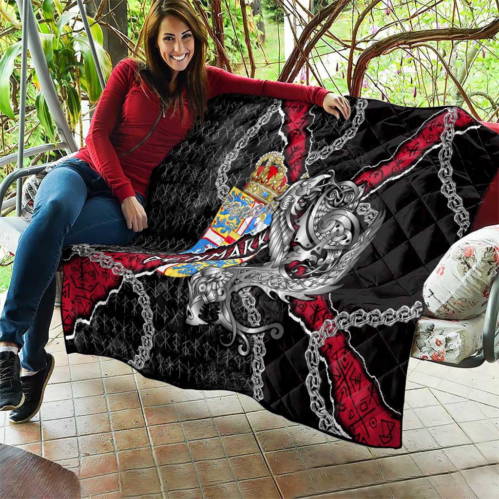Denmark Vikings Quilt Nordic Lion Bound in Runes and Chains