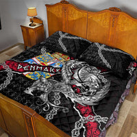 Denmark Vikings Quilt Bed Set Nordic Lion Bound in Runes and Chains