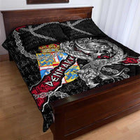 Denmark Vikings Quilt Bed Set Nordic Lion Bound in Runes and Chains