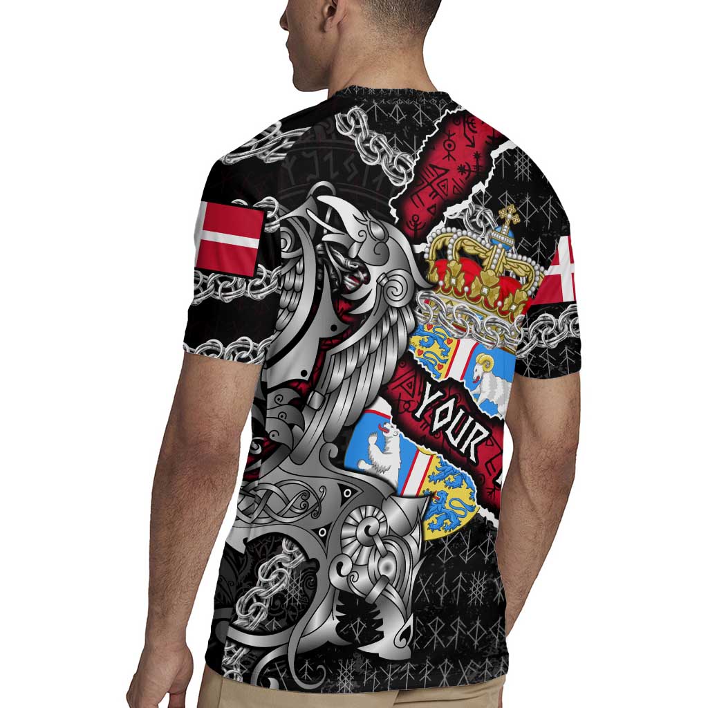 Personalized Denmark Vikings Rugby Jersey Nordic Lion Bound in Runes and Chains