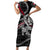 Personalized Denmark Vikings Short Sleeve Bodycon Dress Nordic Lion Bound in Runes and Chains