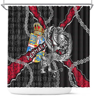Denmark Vikings Shower Curtain Nordic Lion Bound in Runes and Chains