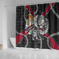 Denmark Vikings Shower Curtain Nordic Lion Bound in Runes and Chains