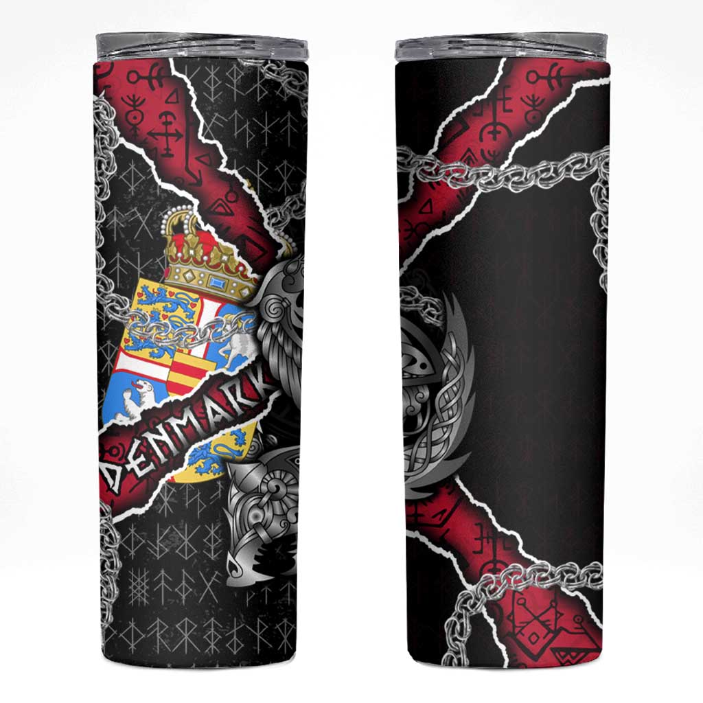 Denmark Vikings Skinny Tumbler Nordic Lion Bound in Runes and Chains