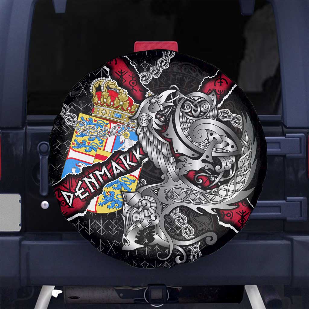 Denmark Vikings Spare Tire Cover Nordic Lion Bound in Runes and Chains