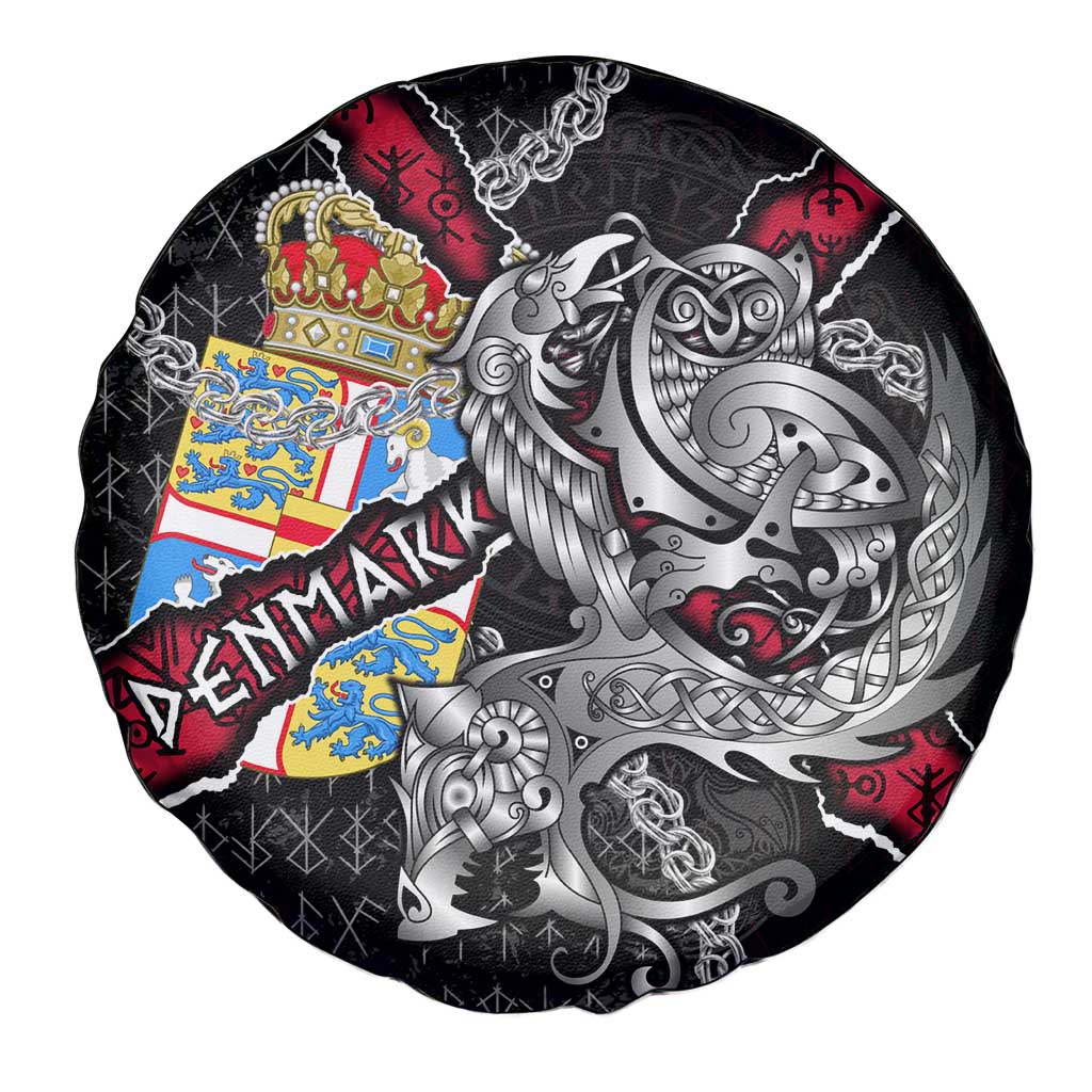 Denmark Vikings Spare Tire Cover Nordic Lion Bound in Runes and Chains