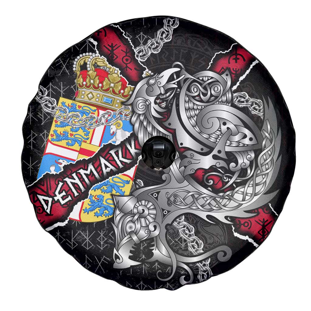 Denmark Vikings Spare Tire Cover Nordic Lion Bound in Runes and Chains
