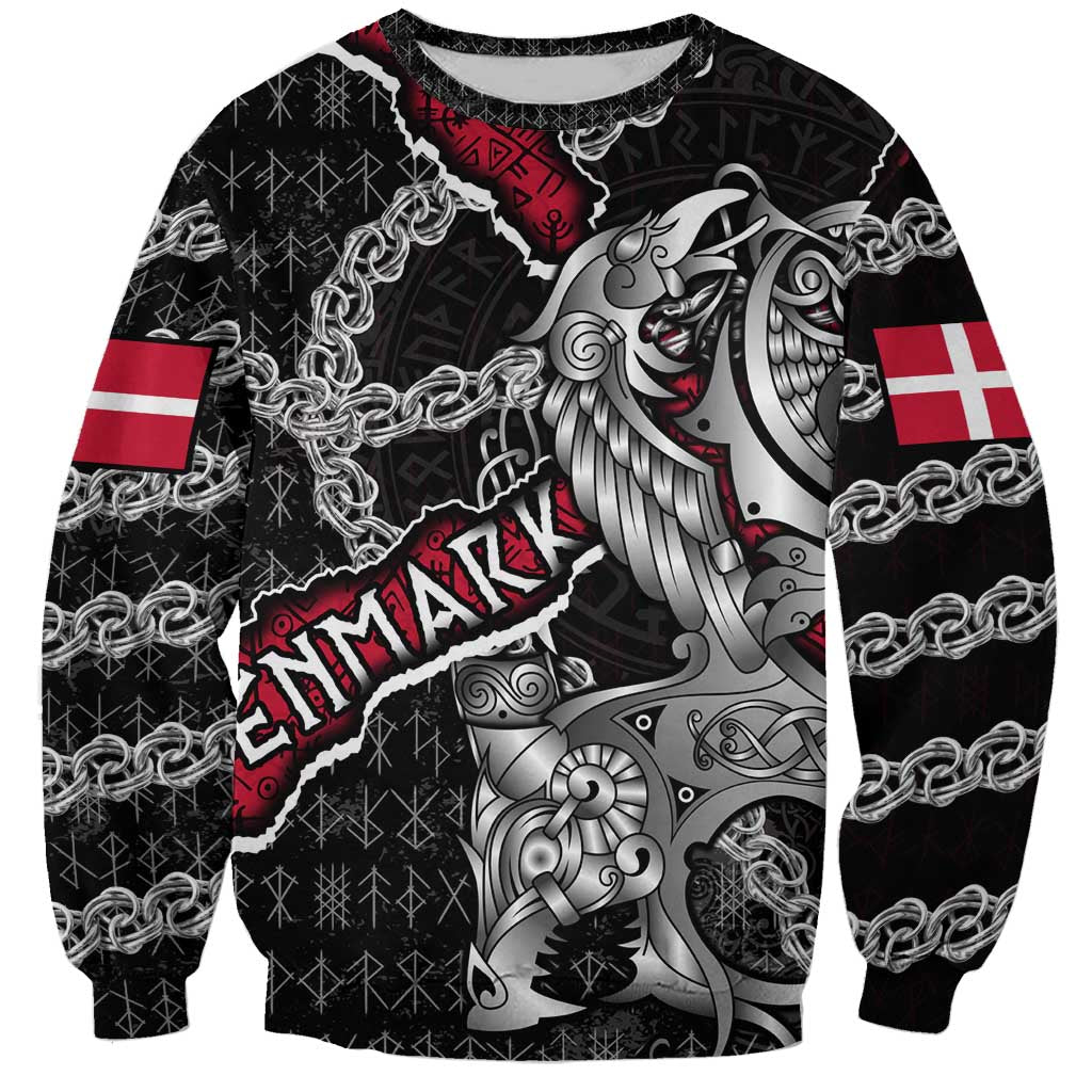 Personalized Denmark Vikings Sweatshirt Nordic Lion Bound in Runes and Chains