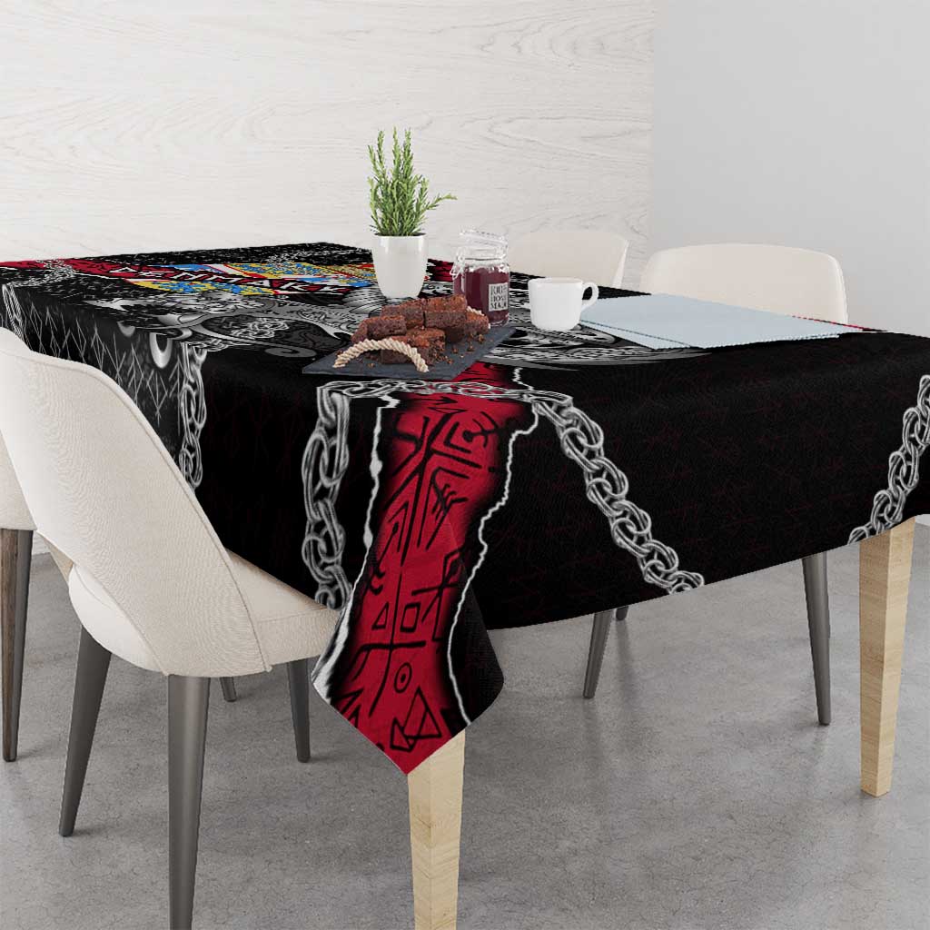 Denmark Vikings Tablecloth Nordic Lion Bound in Runes and Chains