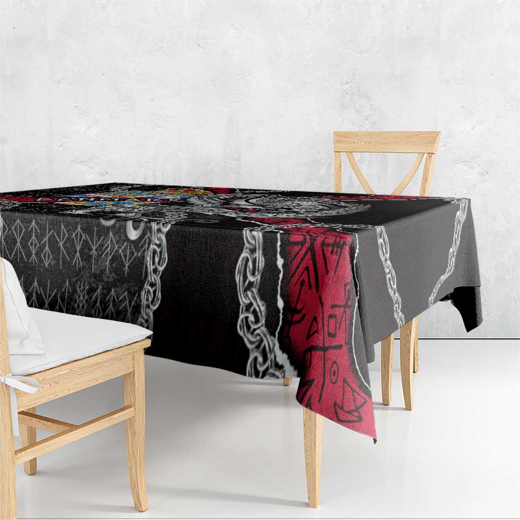 Denmark Vikings Tablecloth Nordic Lion Bound in Runes and Chains