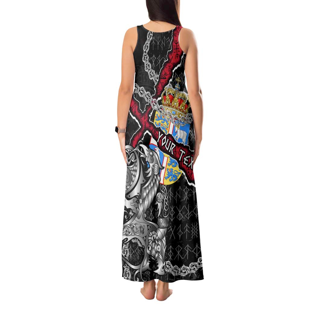 Personalized Denmark Vikings Tank Maxi Dress Nordic Lion Bound in Runes and Chains