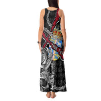 Personalized Denmark Vikings Tank Maxi Dress Nordic Lion Bound in Runes and Chains