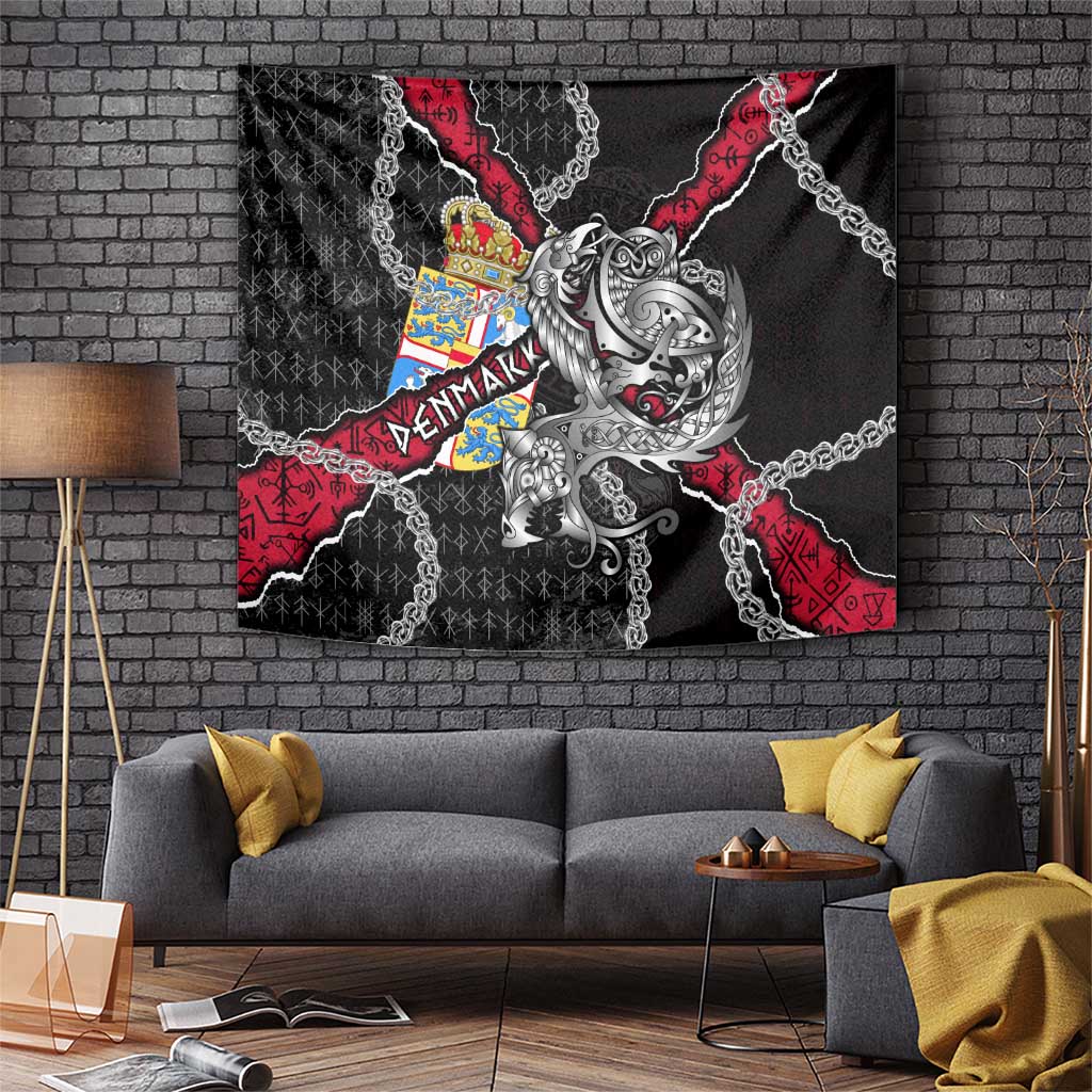 Denmark Vikings Tapestry Nordic Lion Bound in Runes and Chains