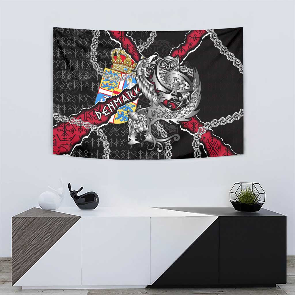 Denmark Vikings Tapestry Nordic Lion Bound in Runes and Chains