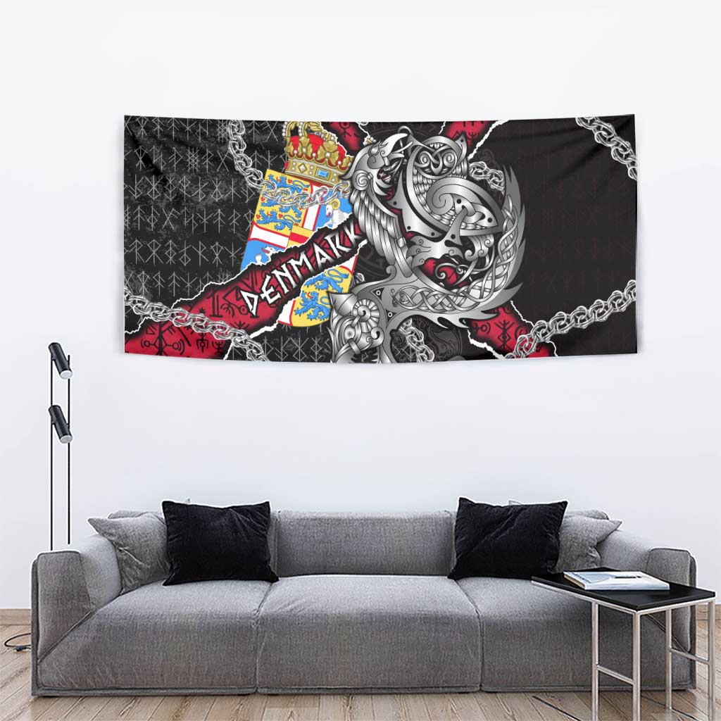 Denmark Vikings Tapestry Nordic Lion Bound in Runes and Chains