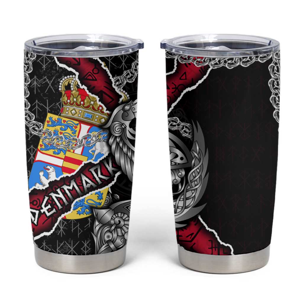 Denmark Vikings Tumbler Cup Nordic Lion Bound in Runes and Chains