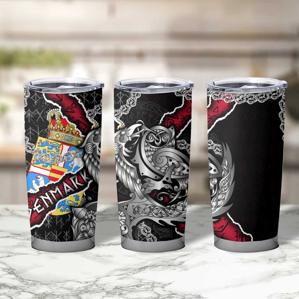 Denmark Vikings Tumbler Cup Nordic Lion Bound in Runes and Chains