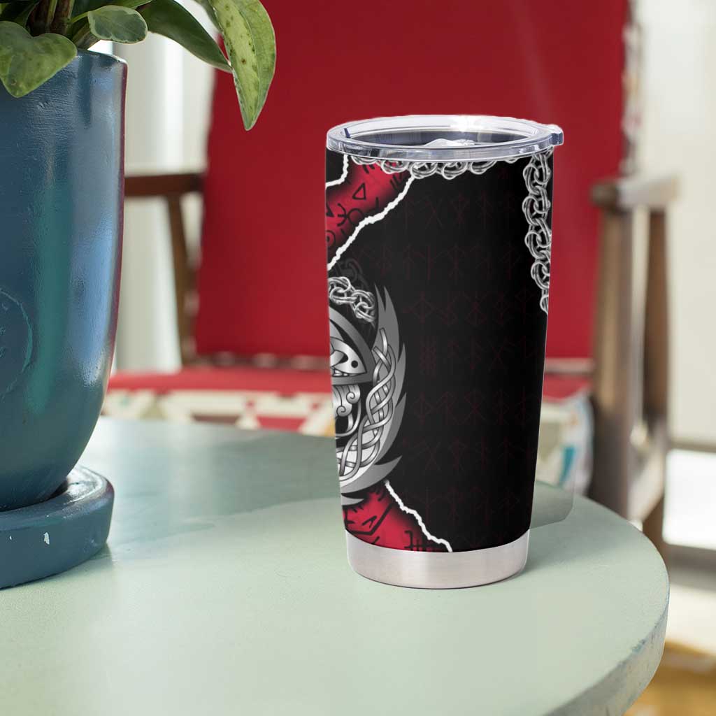 Denmark Vikings Tumbler Cup Nordic Lion Bound in Runes and Chains