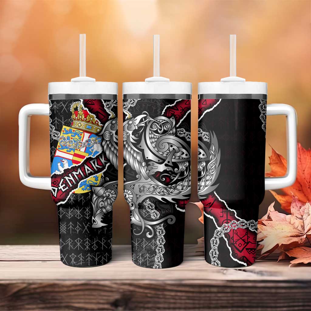 Denmark Vikings Tumbler With Handle Nordic Lion Bound in Runes and Chains