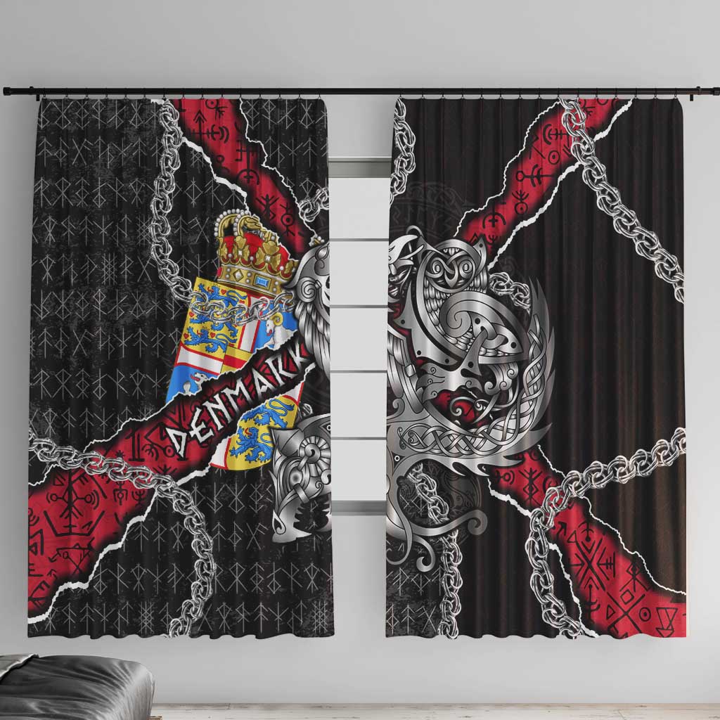 Denmark Vikings Window Curtain Nordic Lion Bound in Runes and Chains