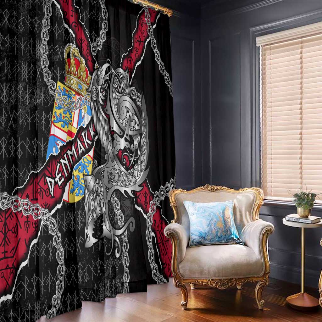 Denmark Vikings Window Curtain Nordic Lion Bound in Runes and Chains