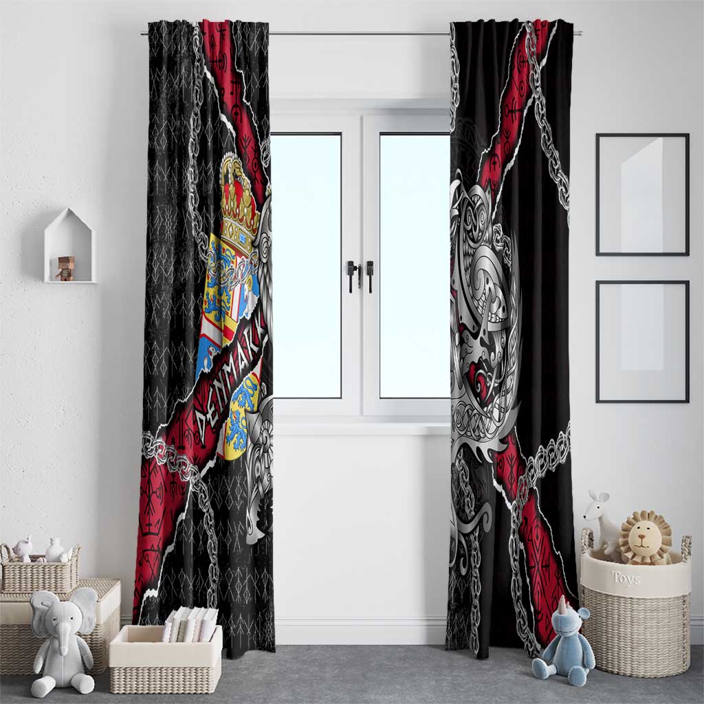 Denmark Vikings Window Curtain Nordic Lion Bound in Runes and Chains