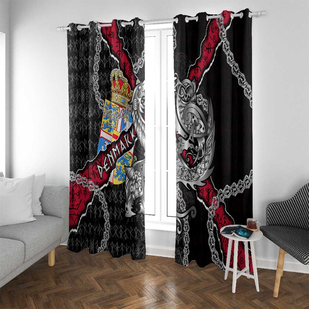 Denmark Vikings Window Curtain Nordic Lion Bound in Runes and Chains